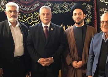 الاب أمير جيجي الدكتور علاء غفوري الاستاذ حيدر الشمرتي الدكتور السيد جواد الخوئي ألأستاذ محمد جمال الاستاذكاظمي الافغاني في مؤسسة الخوئي باريس